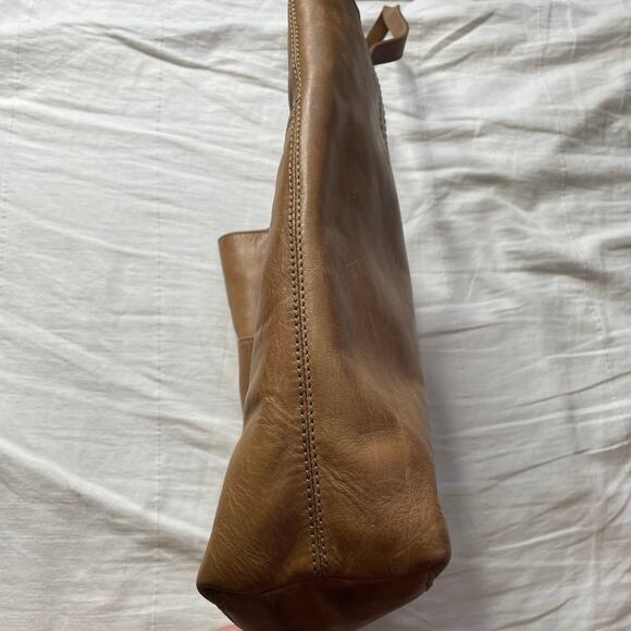 Frye Brown Melissa Simple Tote Bag Leather Pockets Casual Everyday Shoulder Bag - Picture 5 of 10